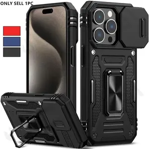 Luxury Shockproof Phone Case with Metal Bracket, Anti-fall Phone Protective Cover, Phone Accessory Compatible with iPhone 12 13 14 15 16 Pro Max iPhone 17 Series, Protector