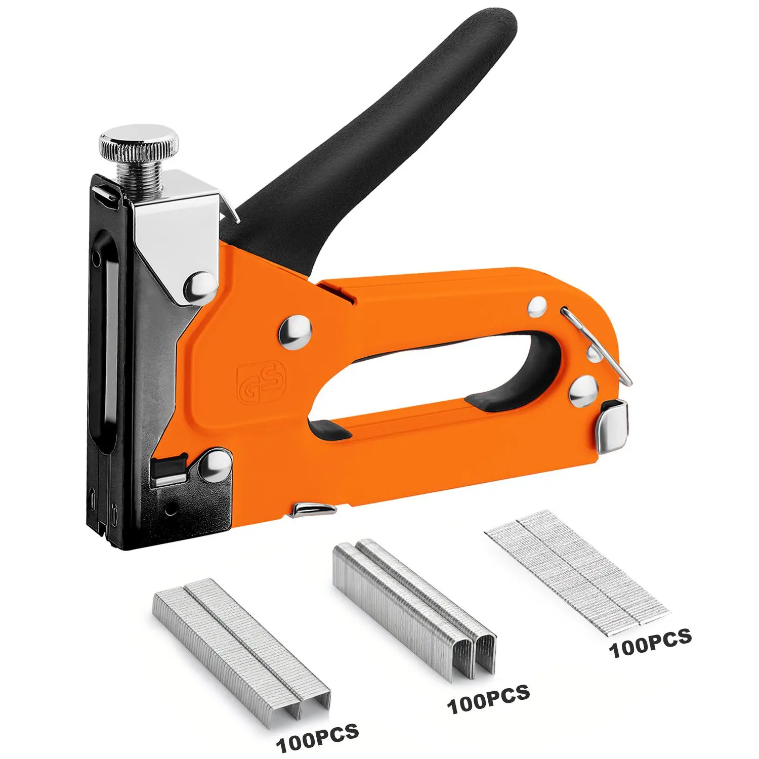 3-in-1 Staple-Gun, Heavy Duty Staple Machine Kit with 300 Staples, Upholstery Stapler for Fixing Material, Decoration, Carpentry, Furniture, Door and Window, Tool, Repair