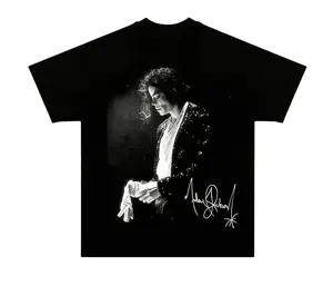 Michael Jackson Pop Music Graphic Tee Pure Cotton Casual Daily Wear Gift For Him Her Unisex Men Women Fans Halloween Christmas Gift