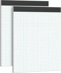 Graph Paper Notebook 8.5 x 11 Grid Paper Pad Quad Ruled, 2 Pack, 30 Sheets per Pad, White, 4x4 (4 Squares per inch), Easy-Tear Perforations, 8.5"x11" Quad Ruled Grid Paper Pad