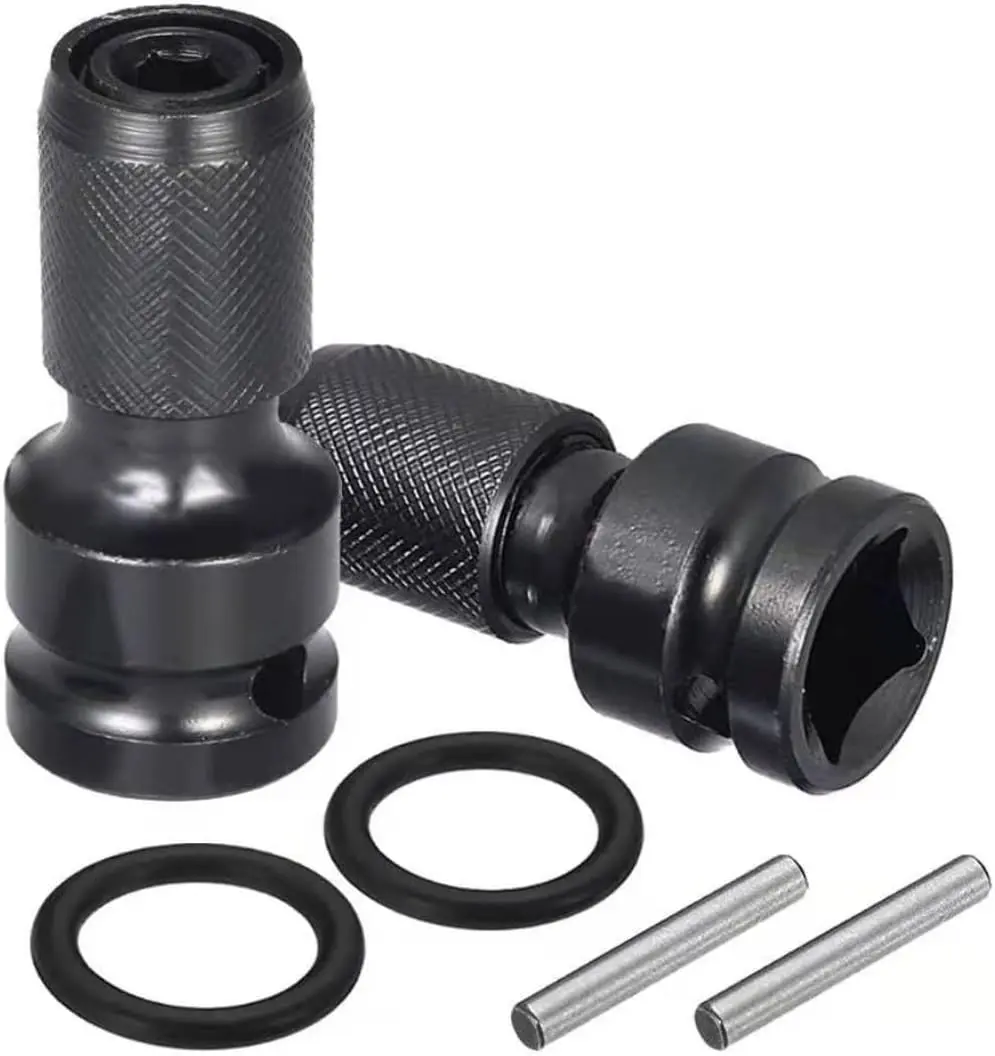 2PCS 1/2 Inch Square Drive to 1/4 Inch Hex Female Socket Adapter Converter, Chuck Adapter Sleeve for Impact Air/Electric Wrenches, Machinery Maintenance & Construction Tools, 2‑Pack Value