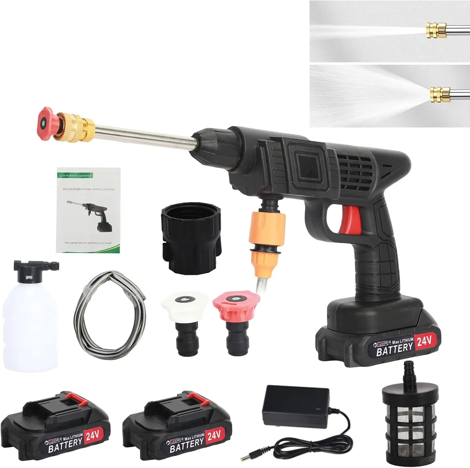 Cordless Pressure Washer, 24V Portable Power Washer with Copper Motor (Black)