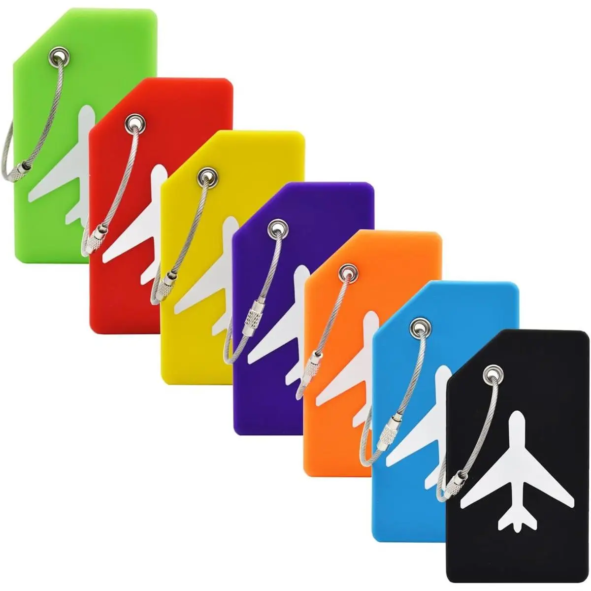 7 Pack Silicone Luggage Tag Baggage Handbag Travel Suitcase Tags with Name ID Card Perfect to Quickly Spot Luggage Suitcase