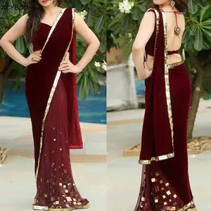 Long Mermaid Velour Velour Evening Saree