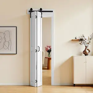 fathersdaygift VEVOR Bifold Barn Door, 24x 84, MDF Bi-Fold Sliding Closet Doors, Hardware Kit Included, H-Frame Space-Saving Design, Need to Assemble, for Bedroom, Living Room, Wardrobe and Room Divider, White
