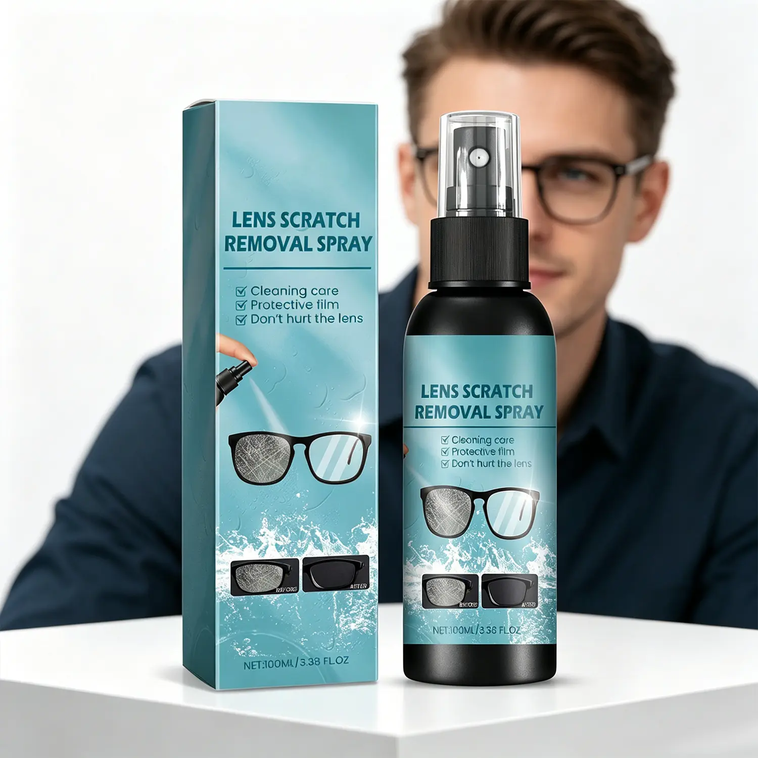 Lens Scratch Remover for Glasses Sunglasses and Goggles Lens Cleaning and Polishing Solution Helps Improve Lens Clarity and Surface Appearance
