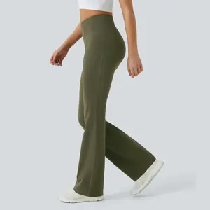 Halara High Waisted Back Pocket Plain Slight Flare Leggings