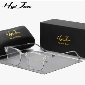 HyJex Unisex Retro Glasses Frame Glasses Personalized Trendy Half-frame Glasses Blue Light Glasses Lightweight Eyeglasses for Men & Women