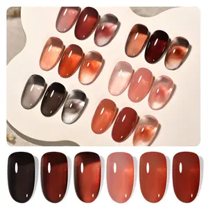GAOY Vibrant Brown Jelly Gel Nail Polish of 6 Transparent Milker Nude Brown Red Pink Colors Sheer Gel Polish Kit for Salon Gel Manicure and Nail Art DIY at Home