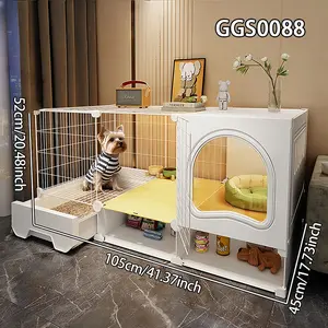 Dog Cage with Toilet, Indoor Home Large Space Rabbit Villa, Cat Cage with Litter Box, Pet House for Dogs and Cats