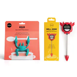 Everyday Cooking Essentials Bundle | Meat Thermometer + Crab Spoon Holder | TikTok Kitchen Finds | TikTok Must-Have | Funky Kitchen Supplies | Kitchen Accessories