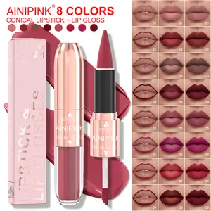 AINIPINK  2-in-1 Matte Lipstick + Matte Liquid Lipstick Duo | Precision Tip Transfer Proof | All Matte Finish