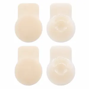 2 Pairs Women's Strapless Backless Nipple Covers Bra Accessories - 2 Pairs Sticky Ultra Thin Seamless Adhesive Push-Up Bras with Fit, Added Lift, Heart-Shaped Vents, No Closure for Underwear Needs Womenswear
