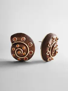High Tide Shell Statement Earrings - Brown