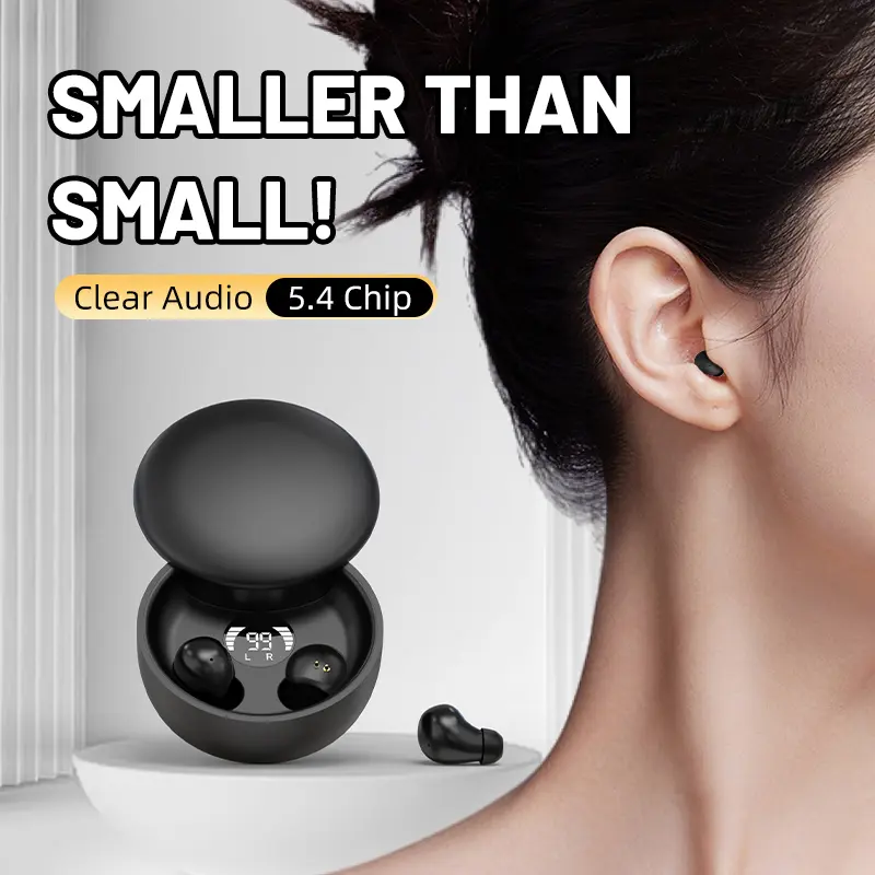 Mini Invisible Earbuds Wireless Bluetooth Low Profile Micro Tiny Smallest Discreet Sleeping Sleep Earbuds for Small Ear Canals Sleep Sleeping Invisible Ear Buds Mini Discreet Headphones wireless earphone