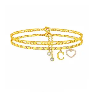 Initial Letter Heart Anklet – Adjustable Gold-Plated Waterproof Tarnish-Resistant Foot Chain Jewelry for Women & Girls, Personalized Initial Charm Anklet with Love Heart, Perfect Summer Beach Fashion, Everyday Wear or Romantic Gift