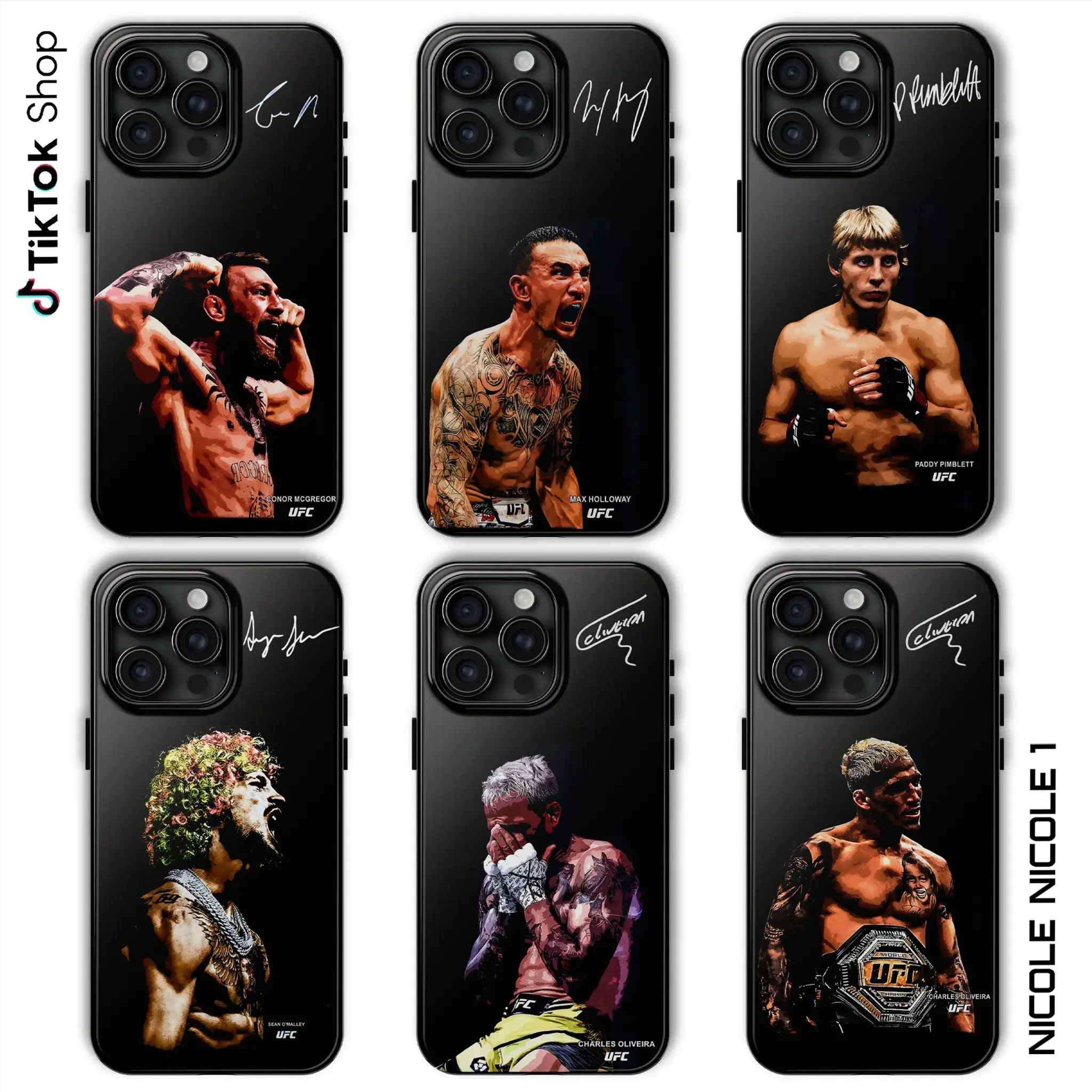 UFC Fighters Collection Signature Phone Case, The Championship Phone Cover, Suitable for iPhone 17-11 Pro Max/Plus and  Samsung Galaxy S23-25