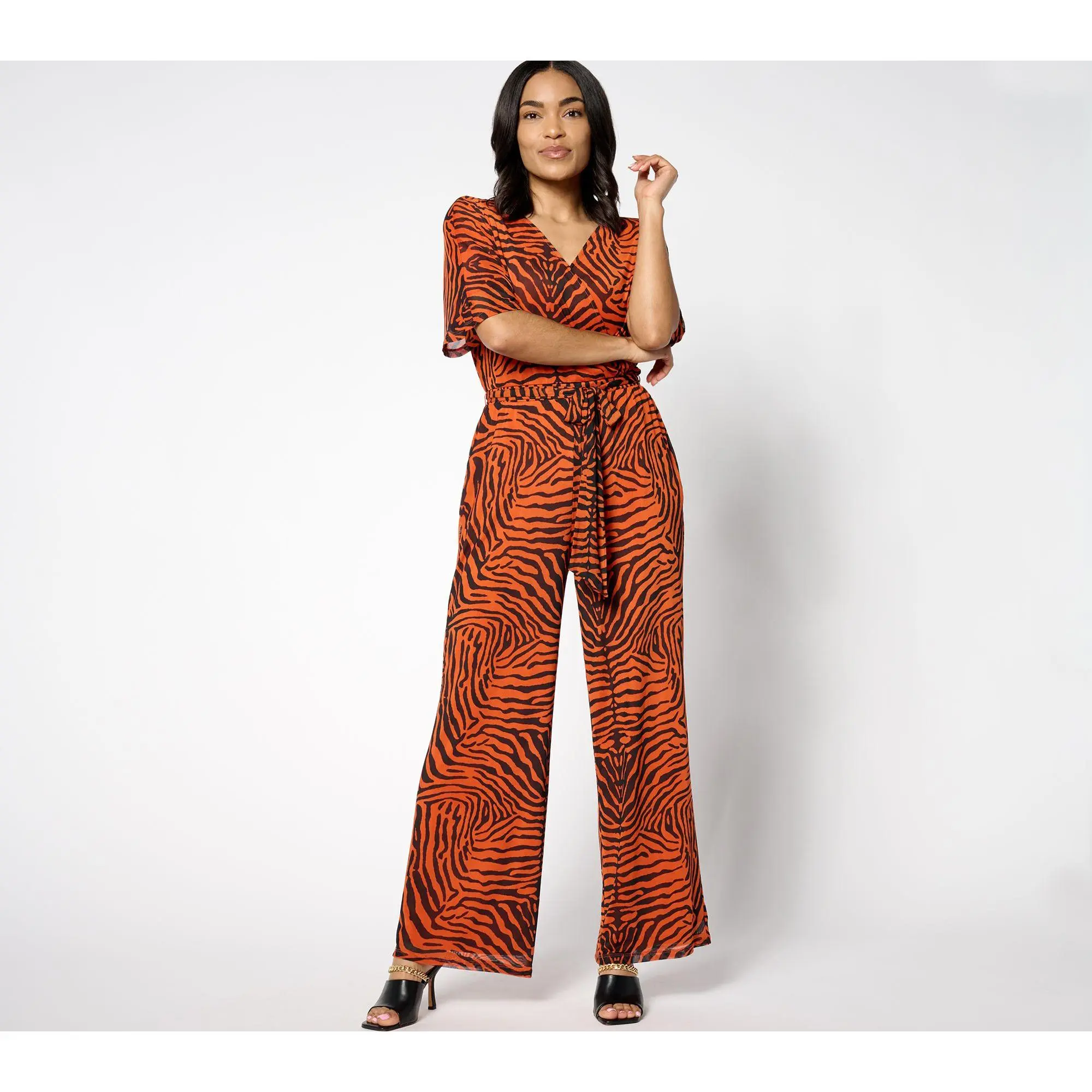 Attitudes by Renee Regular Mesh Jumpsuit