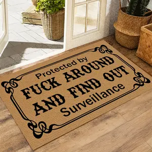 Funny F*ck Around and Find Out Doormat - Protected by FAFO Surveillance Welcome Mat - Sarcastic Front Door Mat, Non-Slip Entryway Rug, Hilarious Housewarming Gift for New Home summerwins
