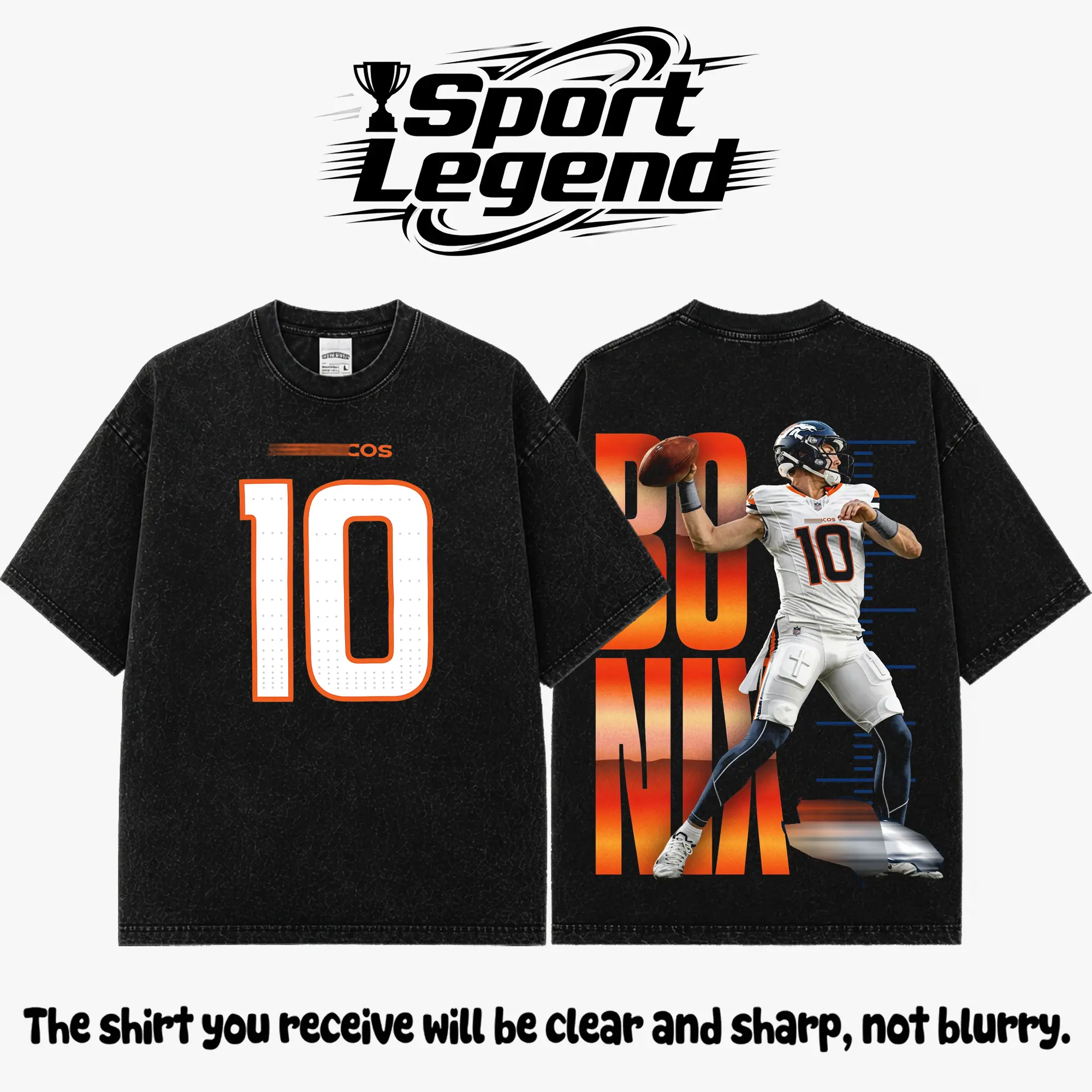 [Sale Up To 50%] Unisex Bo Nix # 10 Bootleg Premium Acid Washed Cotton T-Shirt (Made in USA), Heavyweight Vintage Washed Graphic Tee, Broncos Country Football Fan Shirt, Mile High Nation Game Day Apparel, Oversized Streetwear, Unisex Football Gift