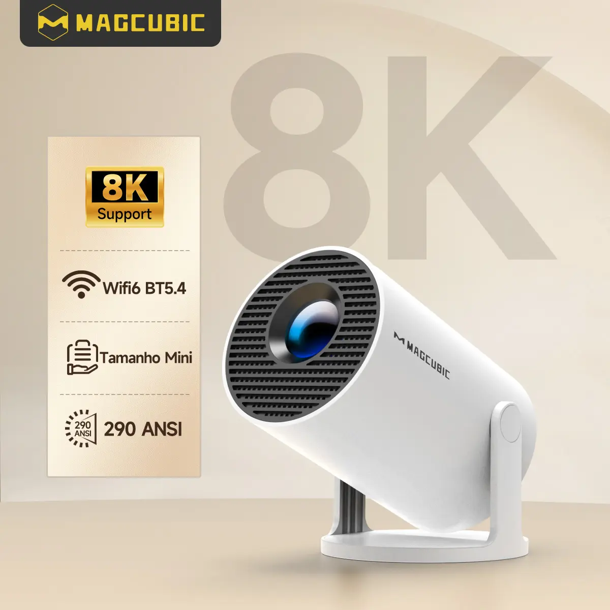 Magcubic HY300Pro Projector 130"screen Upgraded 290ANSI Android 14.0 8K 4K Decode Dual WiFi6 Allwinner H726 Native 1280*720P Built-in Speaker and Appstore BT5.4 Home Theater Outdoor Portable Play Store Smart Projector #TikTokShopBackToSchool