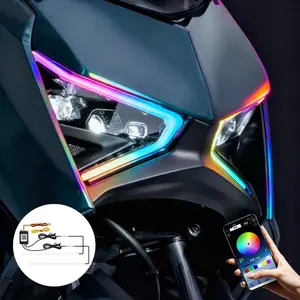 App Controlled RGB DRL LED Strip - Flexible Waterproof Daytime Running Lights for Car & Motorcycle Headlight Modification