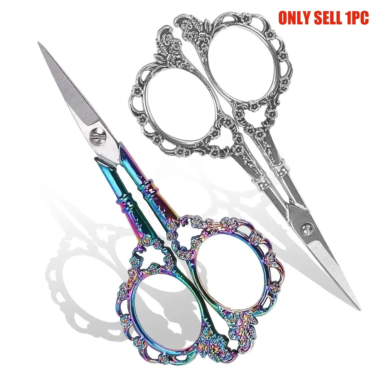 Vintage Sewing Embroidery Scissors, 1 Count Sharp Detail Shears for Craft, Needlework and Handicraft DIY Tool, Small Size Thread Snips, Sewing Tools