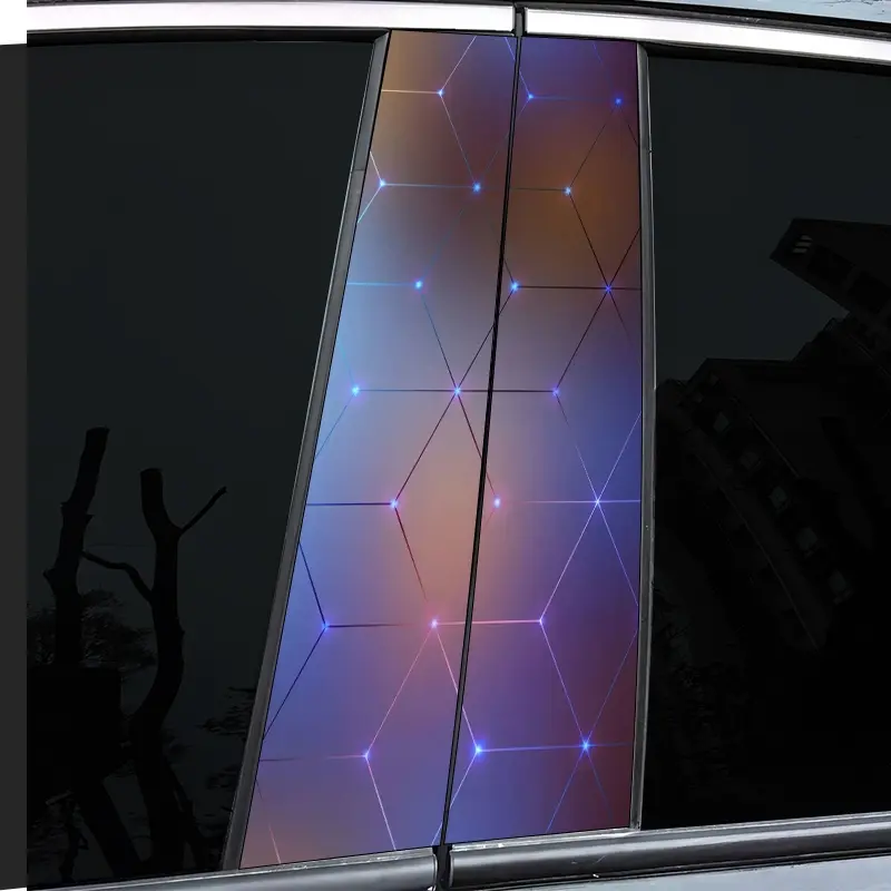 2 very beautiful and interesting car middle pillar stickers, with personal creativity, B pillar protective film, purple technology design car stickers, suitable for cars, Decal For Cars, Automotive Decals