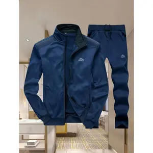 Men's Spring and Autumn Leisure Sports Set Men's Embroidered Zipper Jacket (Gift)
