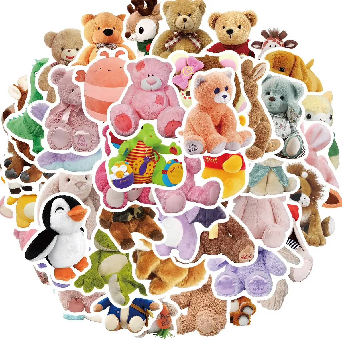 Cute Plush Doll Sticker, 50pcs/set Water Bottle Sticker, Fun Vinyl Waterproof Laptop Skateboard Classroom Sticker Pack for Teens Girls, Decor