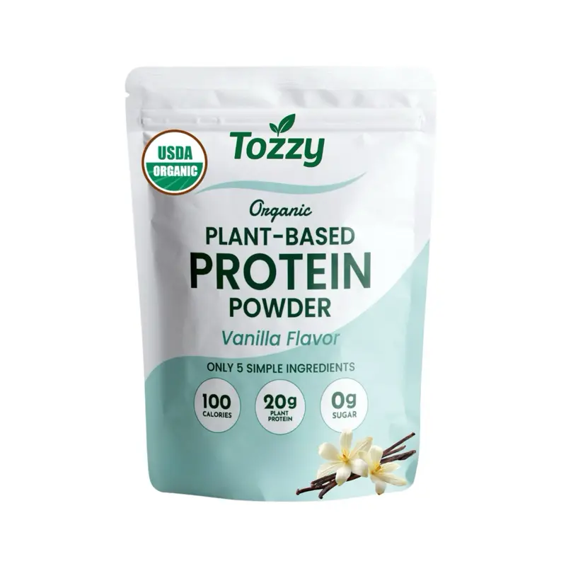 Tozzy Organic Vanilla Plant Protein Powder | 20g Protein, 0g Sugar, 1 lb