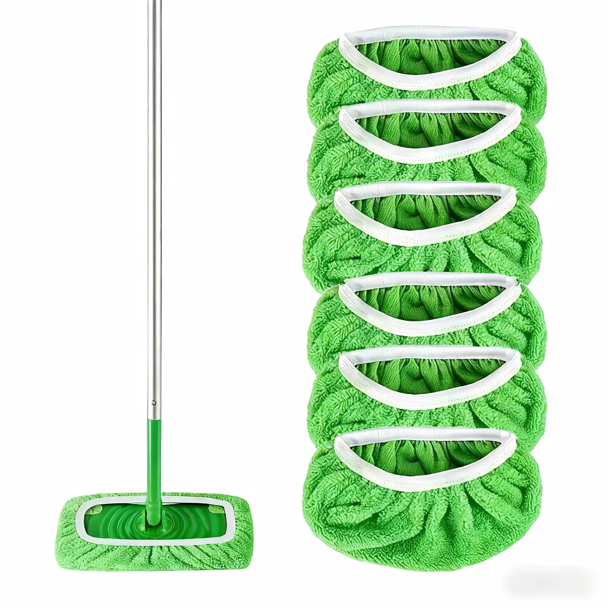 6pcs Reusable Floor Mop Microfiber Towels, Washable Durable Polyester Reusable Cloths, Water Absorbent for Wet-Dry Clean, Compatible with Standard Mops for Hardwood, Tile Floors