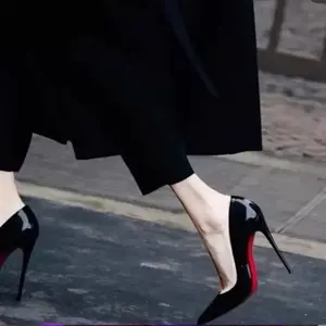 Red-Soled High-Heeled Shoes, Black High-End Nude Color, New Autumn Style, Niche Design, Patent Leather Single Shoes, Stiletto Heels for Women
