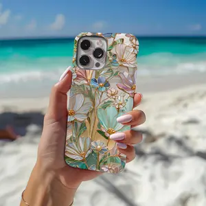 Romantic Floral Aesthetic Stained Glass Phone Case for iPhone 16 iPhone 16/15 iPhone 14 iPhone 13 pro max, Wildflower Phone Case