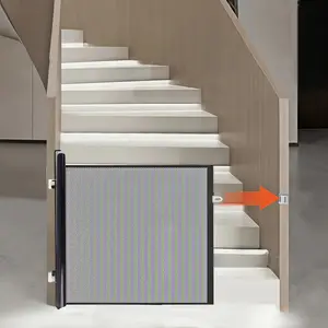 Heavy-duty retractable pet gate with door - No drilling required for installation, foldable design, with locking mechanism, suitable for Great Danes, Australian Shepherds and kittens, durable fabric structure, suitable for indoor/outdoor doors