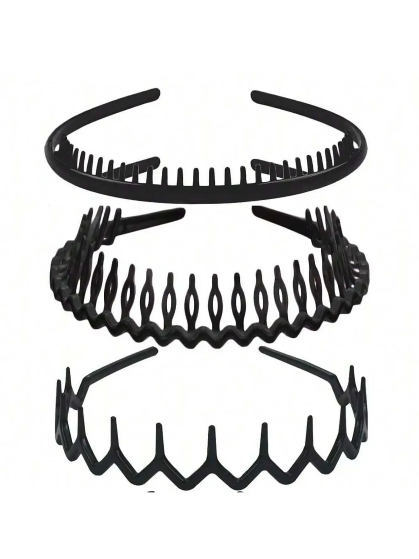 3pcs Wave Hairbands with Teeth, Simple Durable Non-Slip Design, Suitable for Face Washing Skincare, Matte Fashion Unisex Hair Accessories Headbands