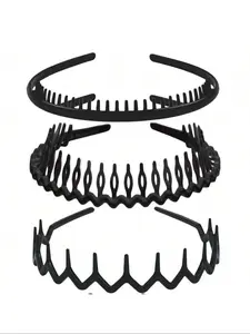 3pcs Wave Hairbands with Teeth, Simple Durable Non-Slip Design, Suitable for Face Washing Skincare, Matte Fashion Unisex Hair Accessories, Deep Wave Headband, Headband Set, No Slip Headbands