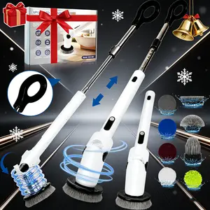 Happyvalentinesday Ame-Changer Cordless Electric Spin Scrubber IPX7 Waterproof 8 Heads LCD Display Adjustable Handle for Tub Tile Kitchen summerwins
