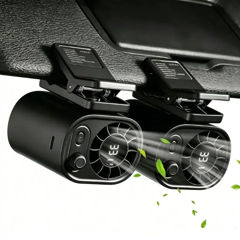 Joytutus Car Clip-On Portable USB Fan - 360° Rotation, 100-Speed Stepless Adjustment, 1800mAh Joytutus Car Clip-On Portable USB Fan - 360° Rotation, 100-Speed Stepless Adjustment, 1800mAh