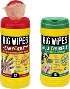 Big Wipes Heavy Duty Pro+ Multi-Surface Wipes, Textured Scrub Safe for Skin, Multiple Quantities Available Oil, Grease, Silicone, Aloe Vera Cleaning Household