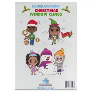 Black Children Christmas Window Clings STEAM Holiday Decorations Reusable Festive Stickers