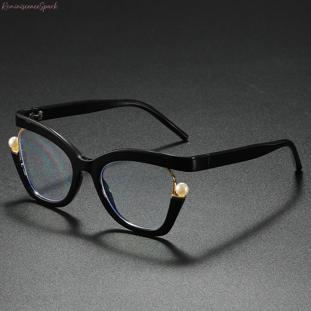 Women's 2026 Cat-Eye Anti-Blue Light Eye-Friendly Glasses, Pearl Accent Frame, Lightweight for Reading, Office Use, Screen Work (Leisure Outdoor Cycling Companion), Standard Fit
