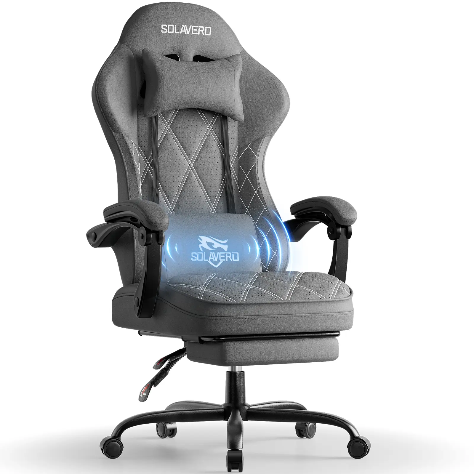 Ergonomic Gaming Chair, Wingless Wide Seat with Linkage Armrests, Breathable Silk-Touch Fabric, Massage Lumbar Support & Footrest, Ecofurnix Adjustable High Back Computer Chair for Gamers, Various Colors Summerwins Modern Storage Desk
