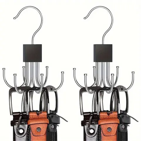 2 Counts 6-Claw Multifunctional Rotating Hooks, Wardrobe Storage Hanger for Coat, Hat, Scarf and Purse, Bag Storage Hook, Bag Hanger for Closet