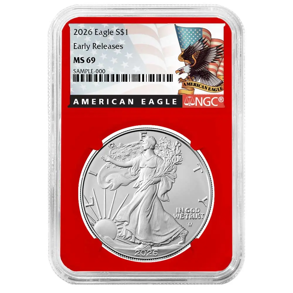 2026 $1 American Silver Eagle NGC MS69 ER Black Label Red Core