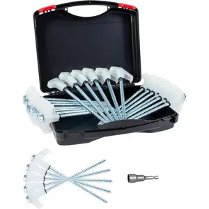 8" Tent Stakes Heavy Duty 12 Pack, Screw in Tent Stakes, Metal Threaded Camping Stakes, Ground Anchors for Canopies, Gardening, Yard Stakes for Inflatables, with Storage Box and Hex Socket