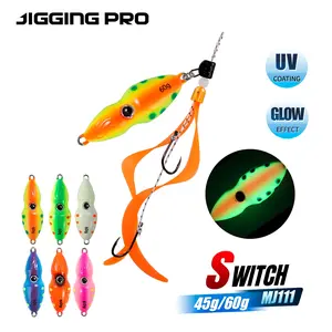 Slow Pitch Jigging Lure for Squid & Sea Bream | JIGGING PRO Peanut Head Squid Lure 45g/60g | Weedless Hooks with Flutter Skirt | Deep Water Saltwater Fishing Fishing Lures