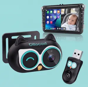 OTTOCAST Baby Car Camera &Wireless CarPlay Adapter,1080P HD Rear Seat Monitor Display on Car Screen,150°Wide Angle No-Glow Night View, Safety for Kids & Infants