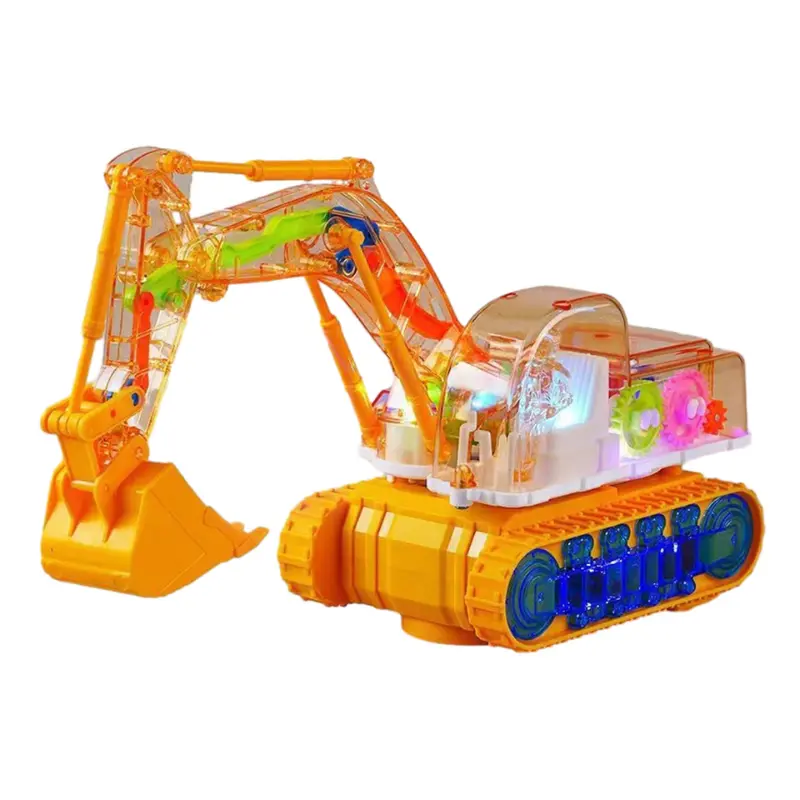 Interactive Transparent Mini Excavator Toy with LED Light and Sound, Construction Car Toys for Kids, Baby Sound Toys, Automatic Obstacle Avoidance, Educational Toys