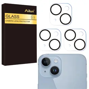 3 Pack Camera Lens Protector for iPhone 15 / iPhone 14 6.1" ＆ iPhone 15 Plus/iPhone 14 Plus 6.7",Tempered Glass,9H Hardness,Ultra HD,Anti-Scratch,Case Friendly [Does not Affect Night Shots]